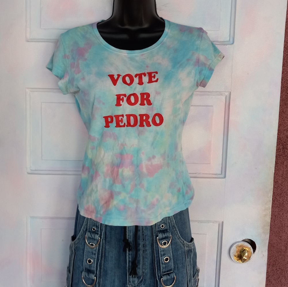 Vote For Pedro Tie-Dye Tee - Pastel Blue & Pink